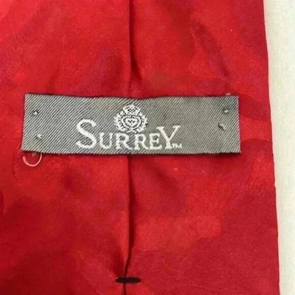 SURREY MENS NECKTIE RED BLUE 100% SILK TIE - Picture 8 of 11